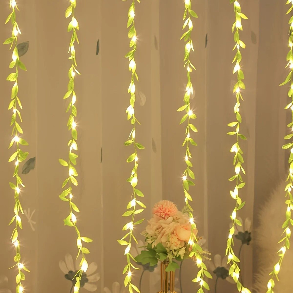 2M 20LED Willow Curtain Decorative Light String With Leaf Design 5