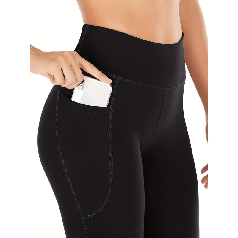 Womens HighWaist Flared Yoga Pants With Pockets Tummy Control Stretch Fit 2