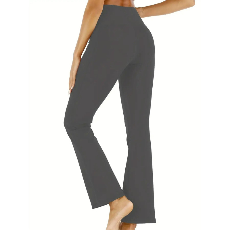 Womens HighWaist Flared Yoga Pants With Pockets Tummy Control Stretch Fit 4