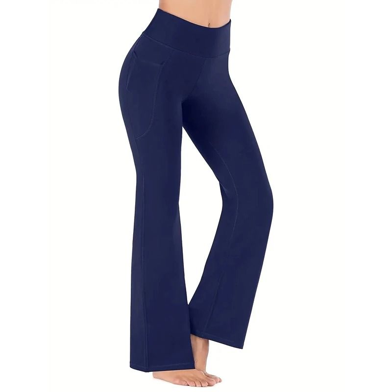 Womens HighWaist Flared Yoga Pants With Pockets Tummy Control Stretch Fit 6