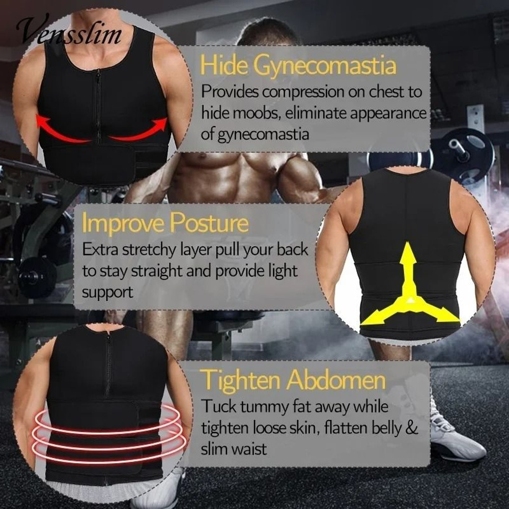Men Compression Vest Waist Trainer Body Shaper Sauna Sweat Workout Top 4