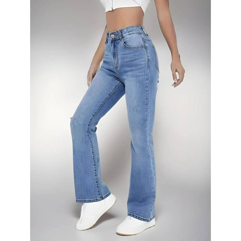 Women High Waist Slim Fit Jeans Casual Denim Pants 5