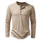 Men Cotton Long Sleeve Henley Shirt Casual Slim Fit Top 6