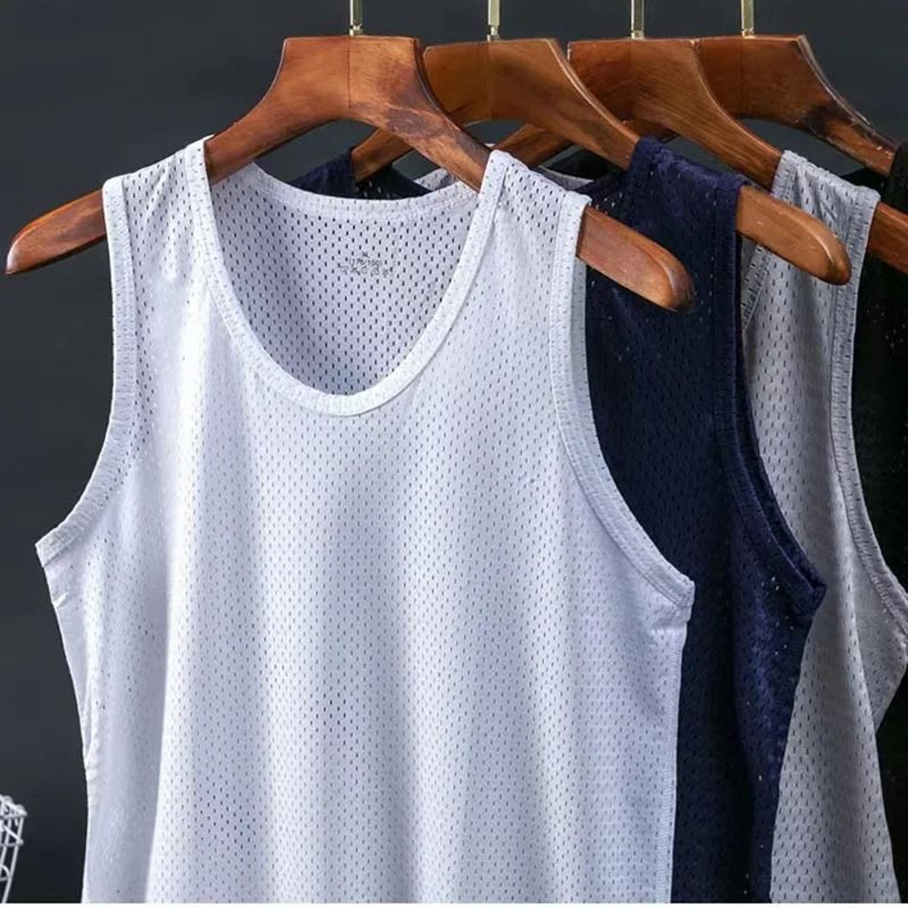 Men Mesh Tank Top Fitness Sleeveless Shirt Breathable Gym Vest 4