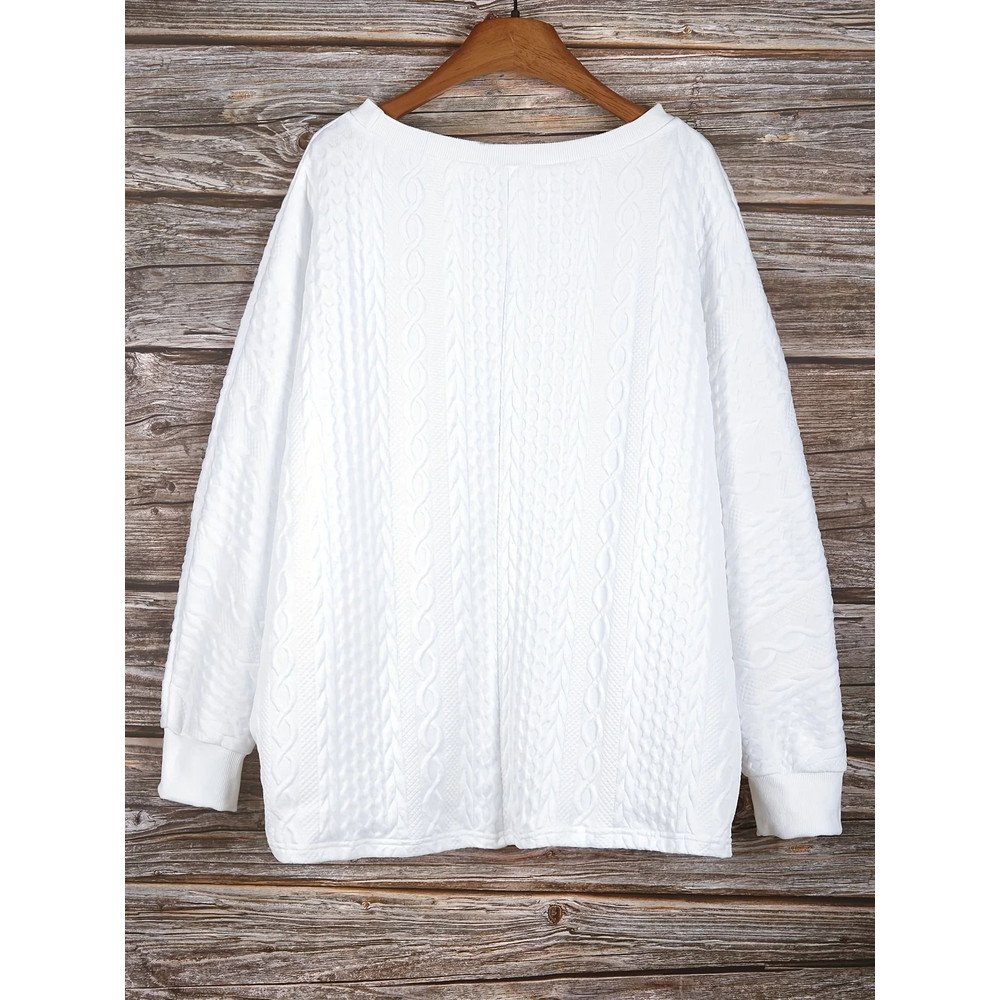 Plus Size Chunky Knit Sweater With Cable Knit Design 1