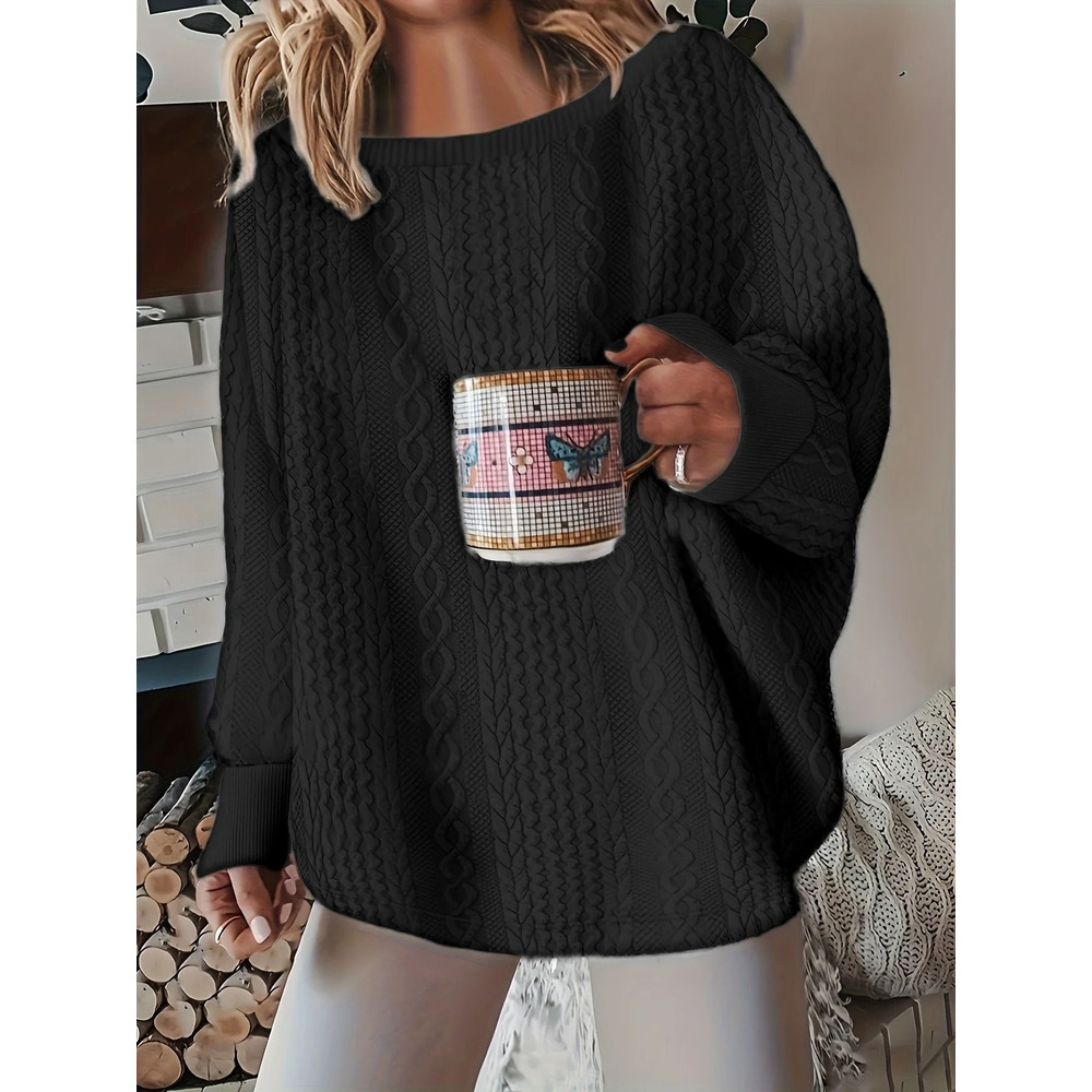 Plus Size Chunky Knit Sweater With Cable Knit Design 4