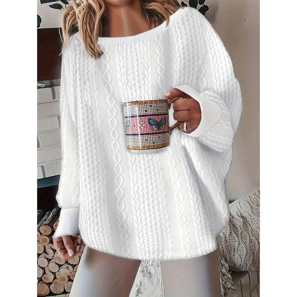 Plus Size Chunky Knit Sweater With Cable Knit Design 5