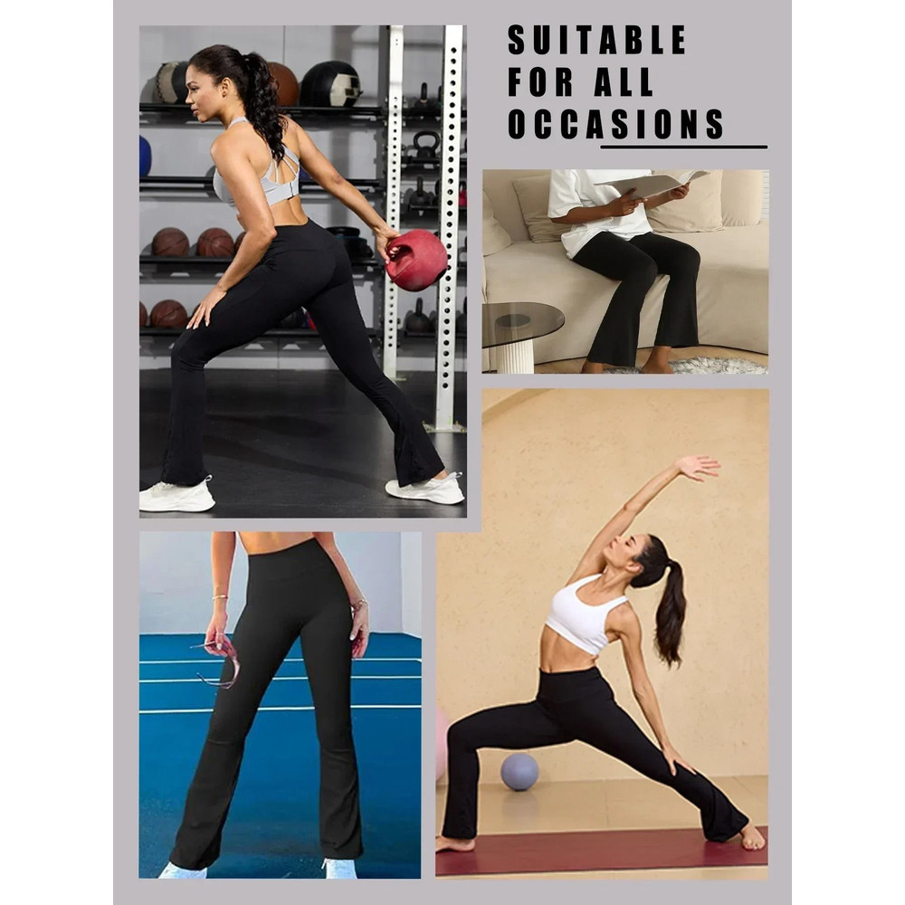 Womens High Waisted Flare Yoga Pants Super Soft Bell Bottom Leggings With Tummy Control 2