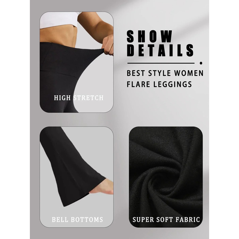 Womens High Waisted Flare Yoga Pants Super Soft Bell Bottom Leggings With Tummy Control 3