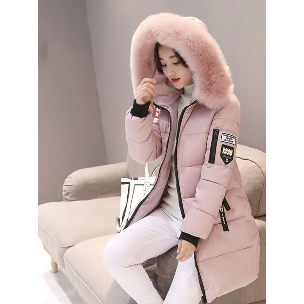 Womens Winter Fur Collar Hooded Parka Jacket 11