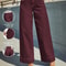 Womens Burgundy High Waist Stretch WideLeg Jeans 1
