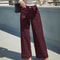 Womens Burgundy High Waist Stretch WideLeg Jeans 2