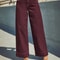 Womens Burgundy High Waist Stretch WideLeg Jeans 5