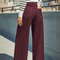 Womens Burgundy High Waist Stretch WideLeg Jeans 7