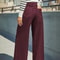 Womens Burgundy High Waist Stretch WideLeg Jeans 7