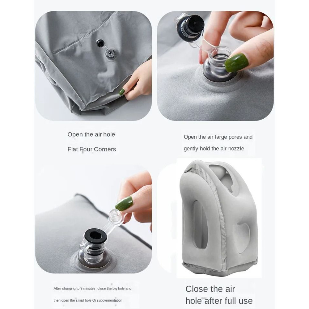 Inflatable Travel Pillow With Chin And Neck Support 4