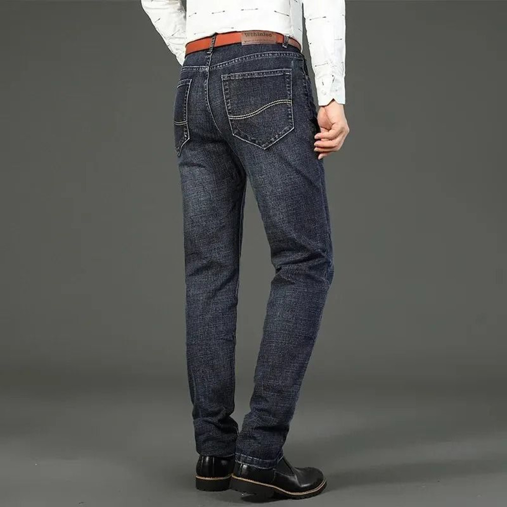 Mens Classic Straight Stretch Jeans Casual Business Denim Pants For Work And Everyday Wear 4