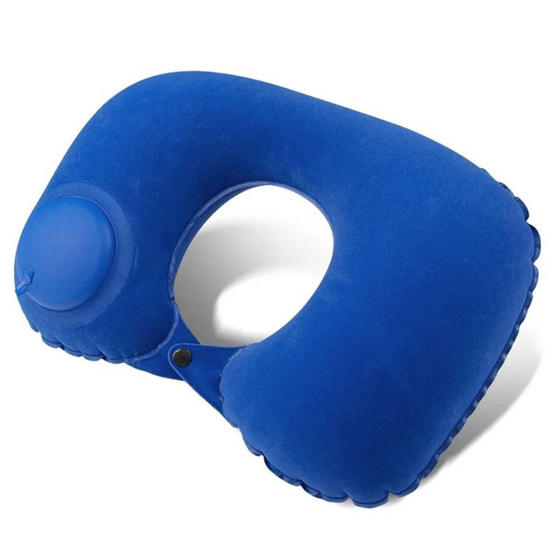 Inflatable Travel Neck Pillow With Soft Flocking Fabric Portable UShaped Support Cushion For Airpl 8