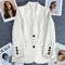 Elegant Office Blazer For Women Long Sleeve Single Button Suit Jacket 9