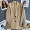 Elegant Office Blazer For Women Long Sleeve Single Button Suit Jacket 10