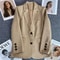 Elegant Office Blazer For Women Long Sleeve Single Button Suit Jacket 10