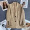 Elegant Office Blazer For Women Long Sleeve Single Button Suit Jacket 2