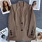 Elegant Office Blazer For Women Long Sleeve Single Button Suit Jacket 7