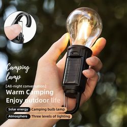 rechargeable solar led camping lamp portable outdoor hanging light