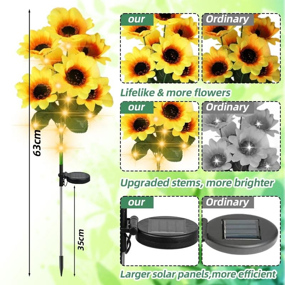 Solar Sunflower Garden Lights Outdoor Waterproof LED Flower Lamp 1