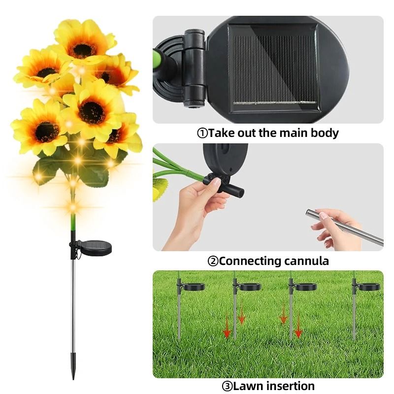 Solar Sunflower Garden Lights Outdoor Waterproof LED Flower Lamp 5