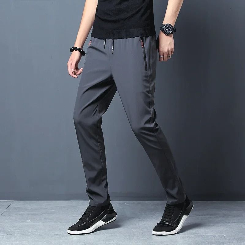Mens Casual Straight Pants Elastic Waist Slim Fit Joggers 3