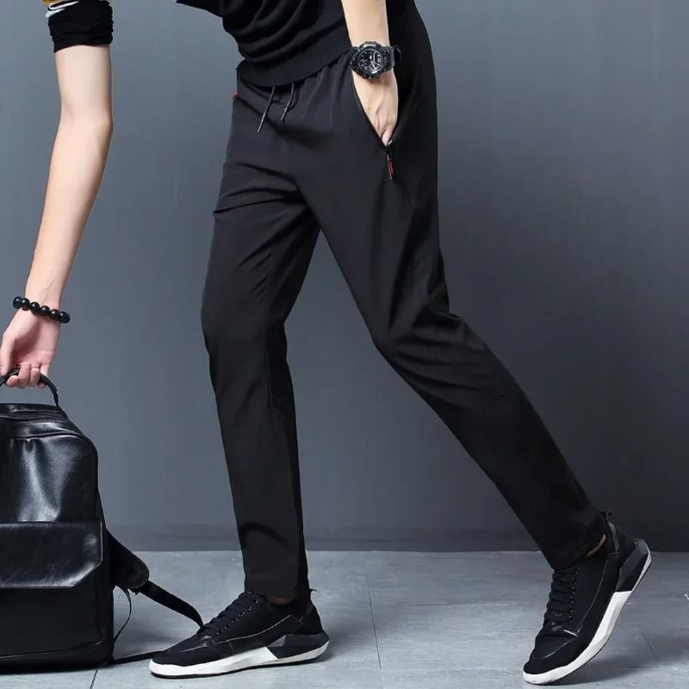 Mens Casual Straight Pants Elastic Waist Slim Fit Joggers 4