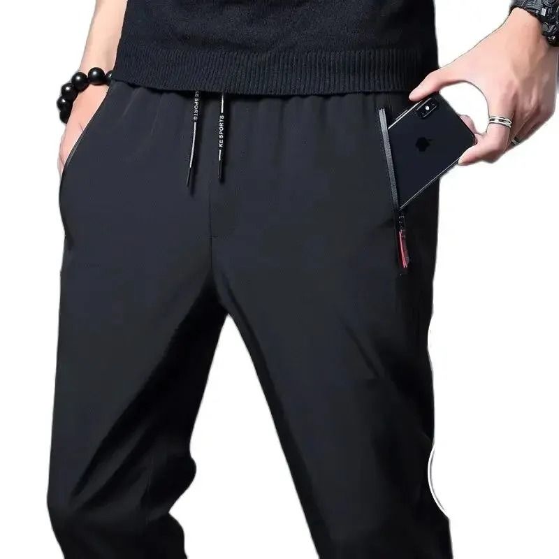 Mens Casual Straight Pants Elastic Waist Slim Fit Joggers 5