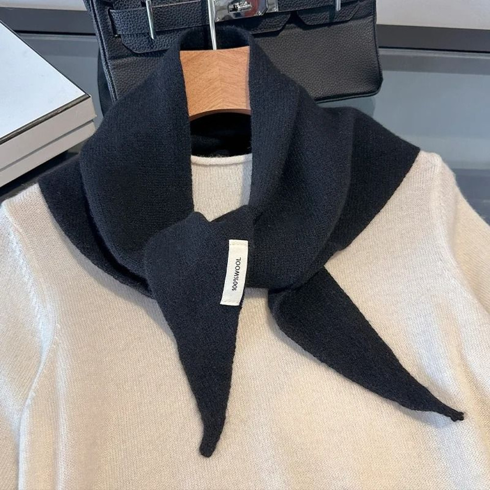 Wool Triangle Scarf For Women Multi Functional Warm Knitted Headscarf 3