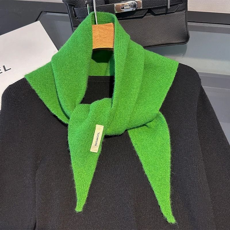 Wool Triangle Scarf For Women Multi Functional Warm Knitted Headscarf 6