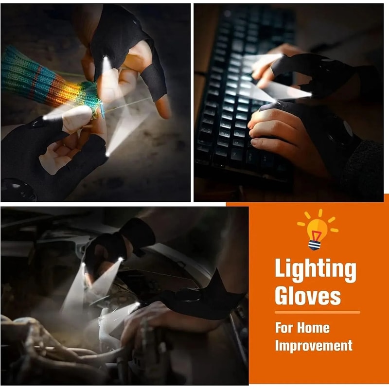 LED Half Finger Flashlight Gloves For Night Work Fishing And Outdoor Activities 4