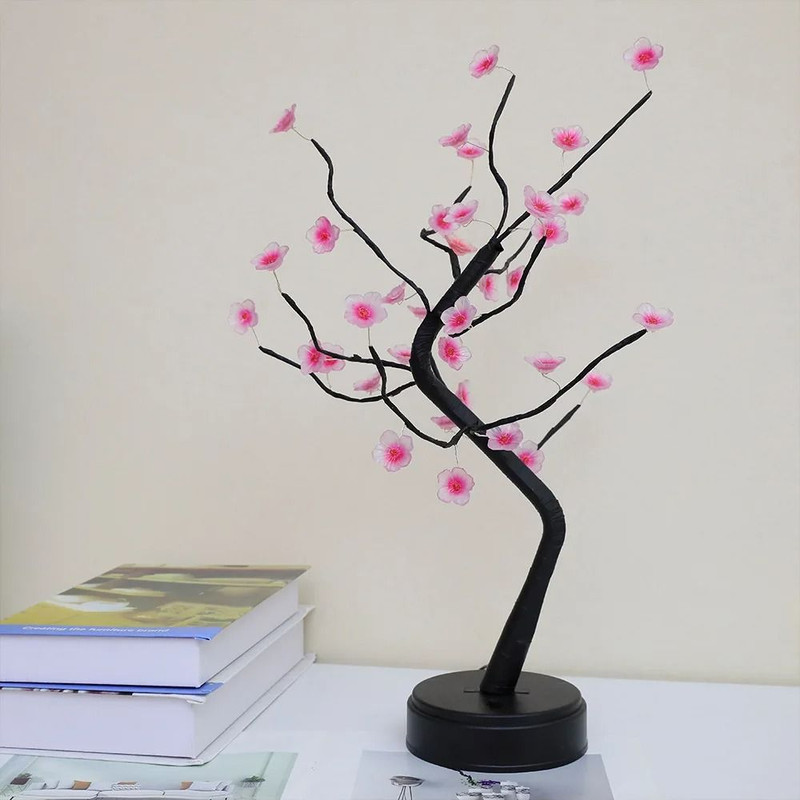 Cherry Blossom LED Bonsai Tree Lamp USB Or Battery Powered Touch Switch Warm White Light For Home 3