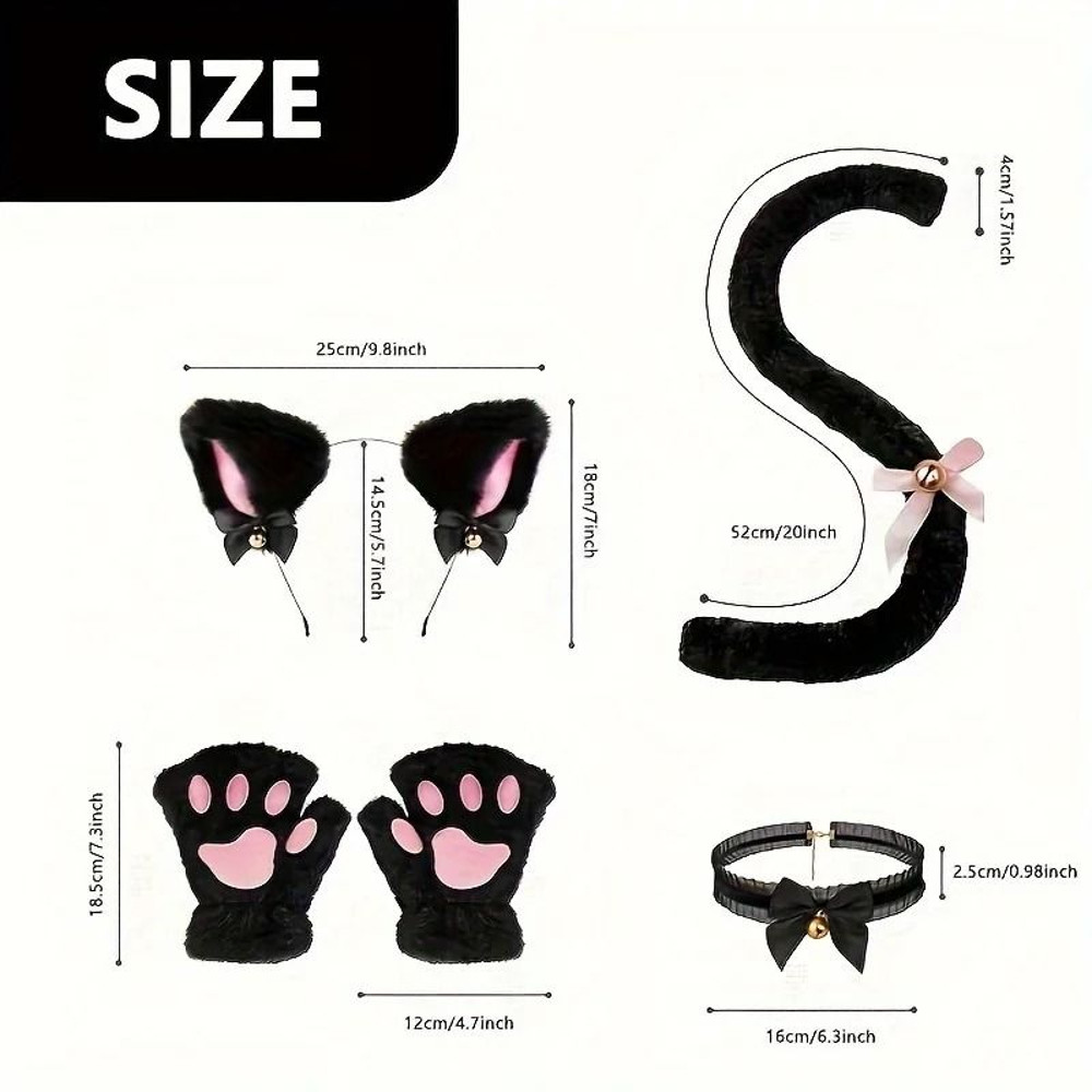 Cat Paw Gloves And Headband Set For Winter Cosplay And Cute Outdoor Wear 2