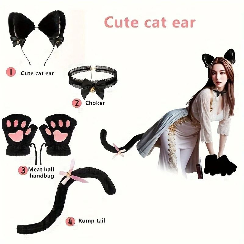 Cat Paw Gloves And Headband Set For Winter Cosplay And Cute Outdoor Wear 5