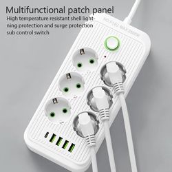 power strip extension cord with usb and type c ports for smart home and office use