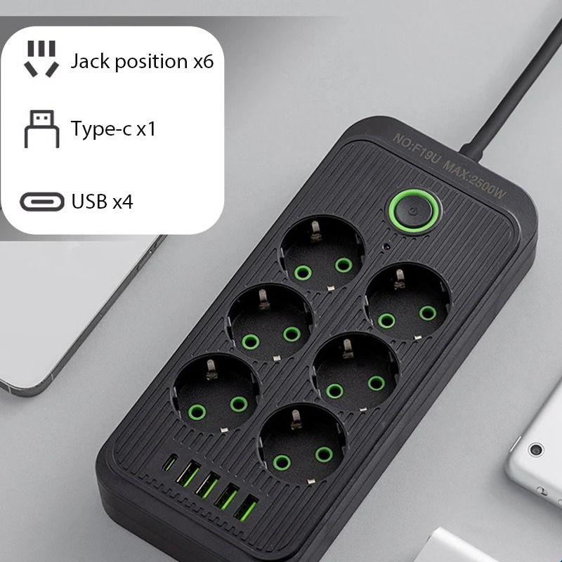 Power Strip Extension Cord With USB And Type C Ports For Smart Home And Office Use 6