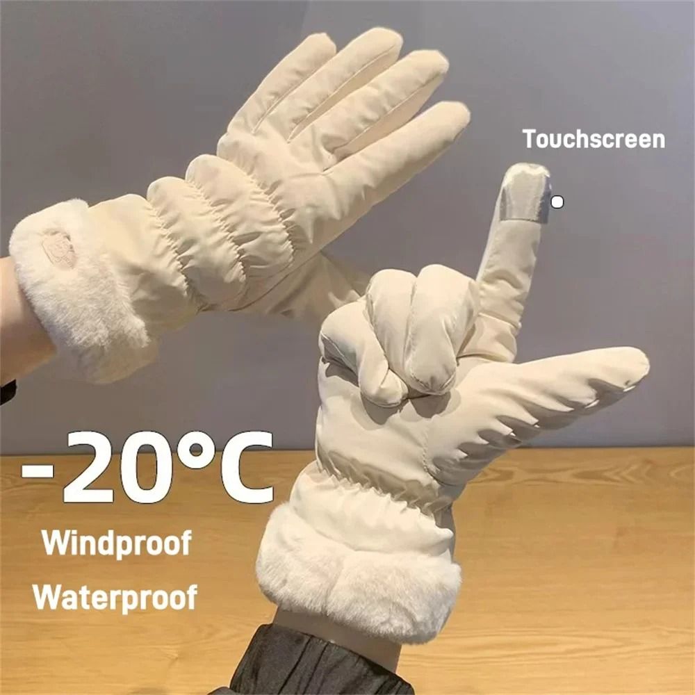 Women Winter Warm Ski Gloves With Fleece Lining And Touch Screen Design 0