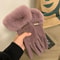 Women Winter Touchscreen Suede Gloves With Plush Cuff And Fleece Lining 6