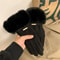 Women Winter Touchscreen Suede Gloves With Plush Cuff And Fleece Lining 7