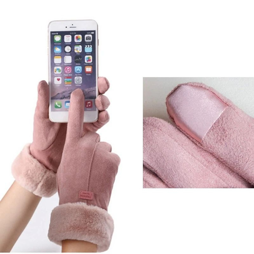 Women Winter Furry Warm Full Finger Mittens With Soft Lining And Outdoor Touchscreen Design 4