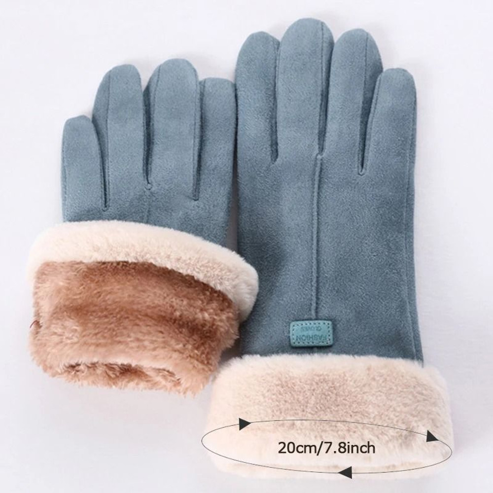 Women Winter Furry Warm Full Finger Mittens With Soft Lining And Outdoor Touchscreen Design 5