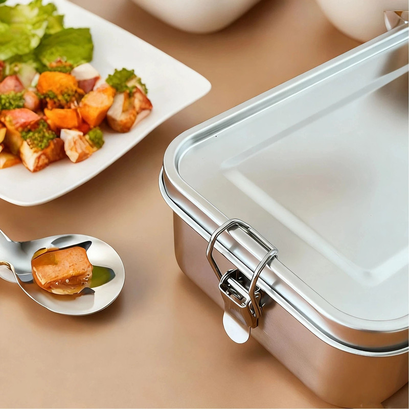 304 Stainless Steel Bento Box Portable Metal Lunch Box For Kids And Adults With Lockable Clips 4