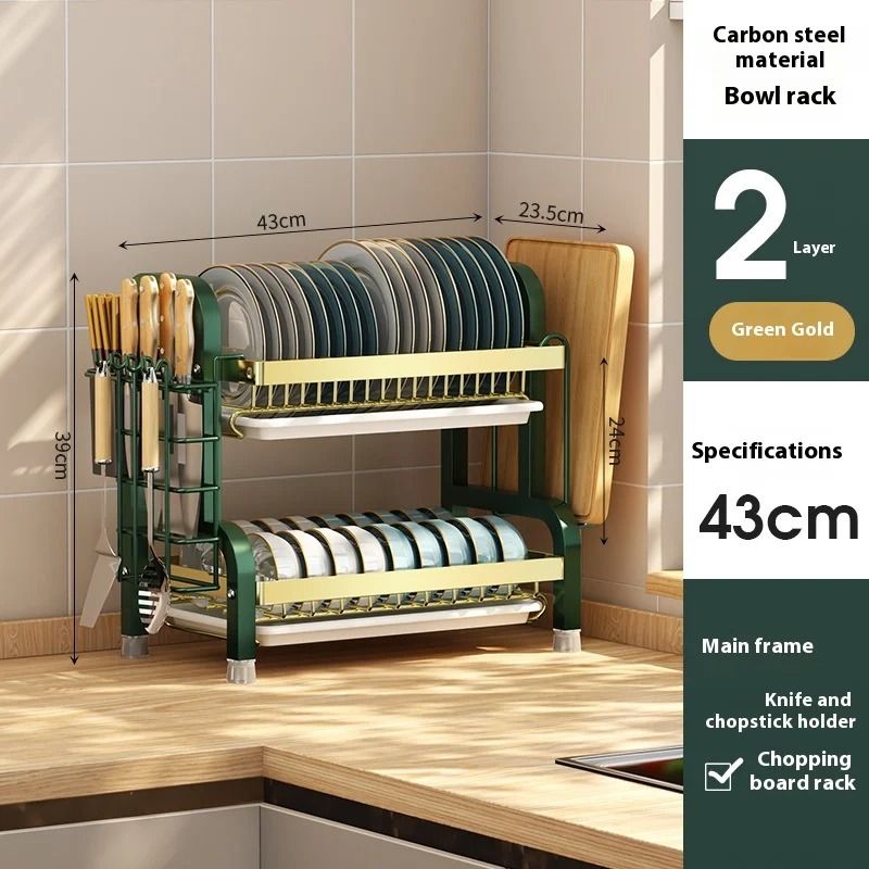 Kitchen Bowl And Chopstick Storage Rack With Drain Tray And Multifunctional Organizer 10