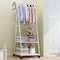 Simple Floor Mounted Clothes Hanger Rack With Shelves And Wheels 1