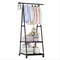Simple Floor Mounted Clothes Hanger Rack With Shelves And Wheels 5